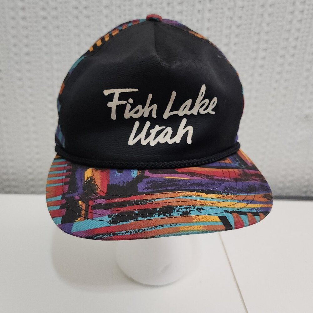 Fish Lake Utah Vintage Style Graphic Snapback Hat Colorful Brim